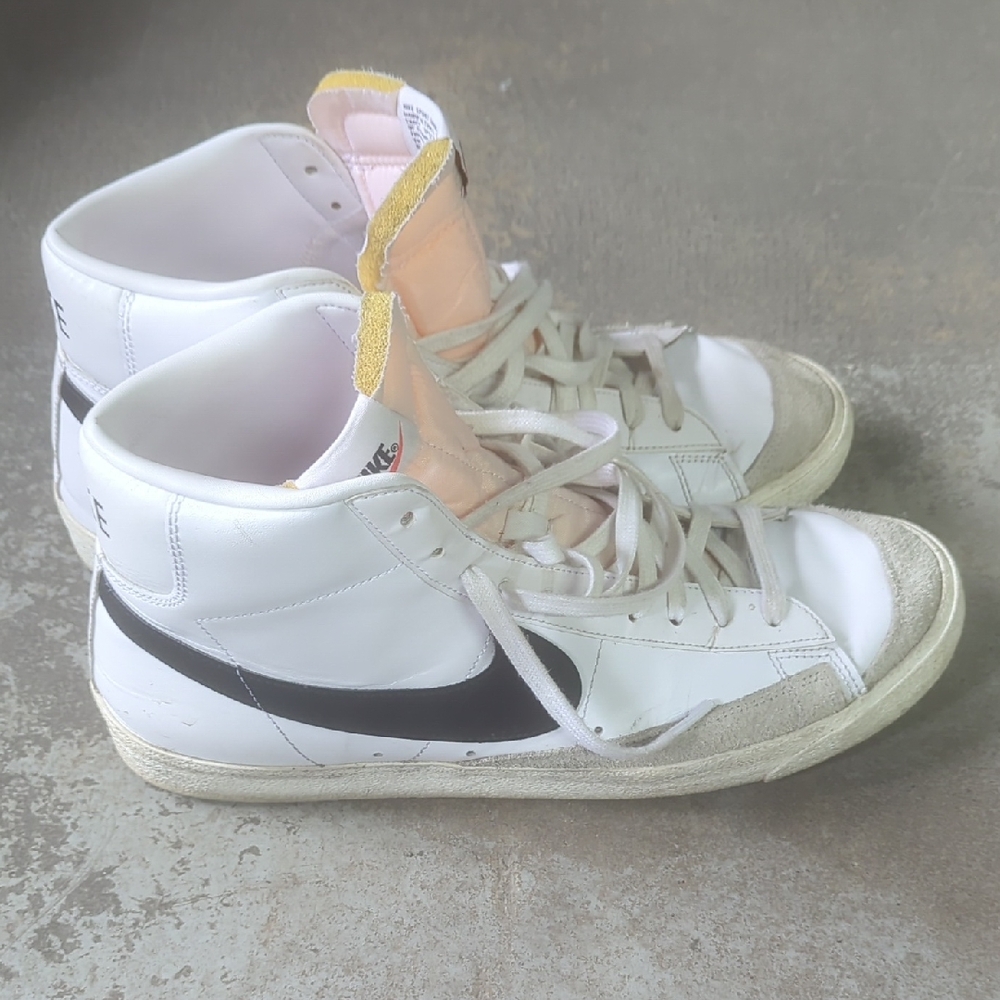 Size 13 Nike White and Black High-Top Sneakers